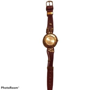 Eastman quartz gold face leathers band new battery watch.